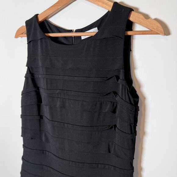 Calvin Klein Black Tiered Sheath Dress Minimalist Glam Cocktail Classic Chic - Picture 6 of 13